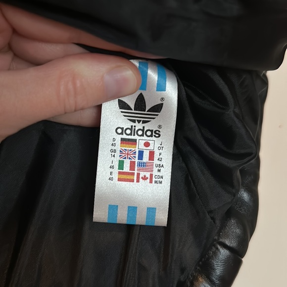 Adidas Black Leather Women’s Puffer Coat Jacket Size Medium - Picture 7 of 11